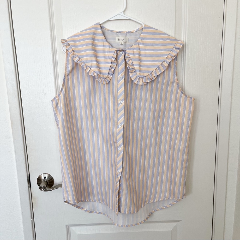 Sister Jane Striped Blouse in Blue and Yellow